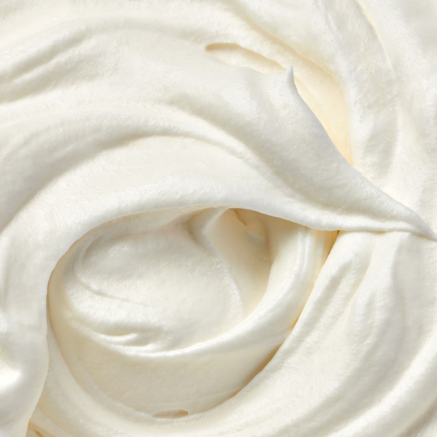  A close up of a thick whipped tallow body butter texture