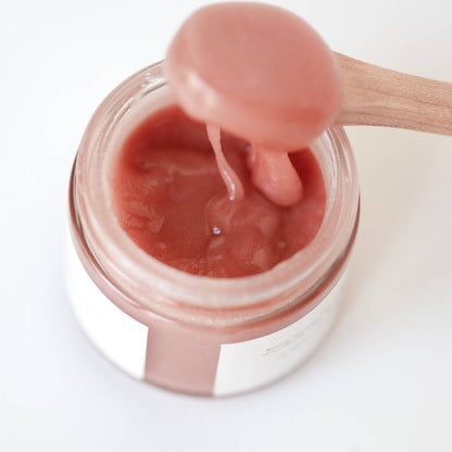 Natural ingredients including raw unrefined honey and rose clay for skincare