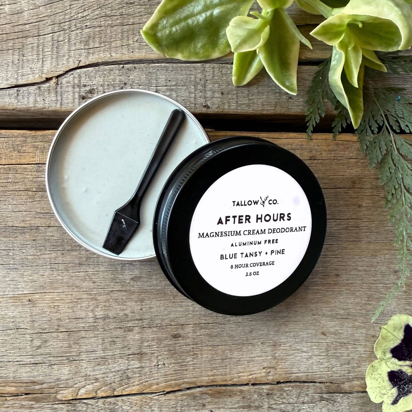 After Hours Tallow Magnesium Cream Deodorant in a tin