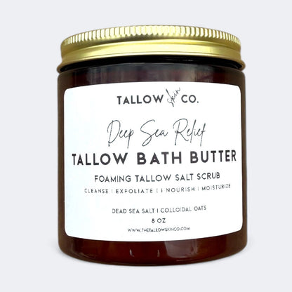 Rich lather of a foaming tallow bath butter and soap hybrid