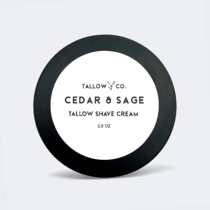 Close up of artisan cedar and sage shaving cream showing rich texture