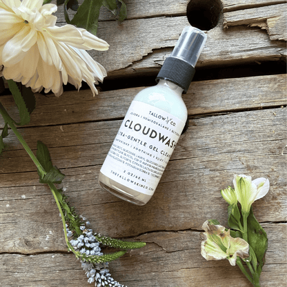Gentle application of milky face wash on delicate skin