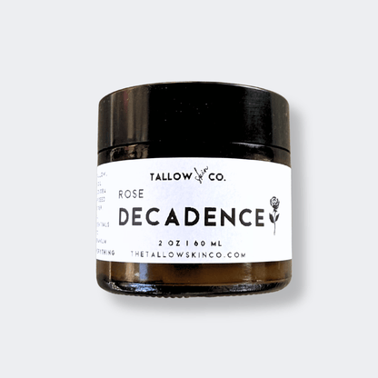 Rose Decadence Tallow Cloud Cream jar on a luxury marble surface