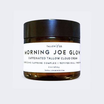 Natural caffeine-infused tallow moisturizer for de-puffing tired skin
