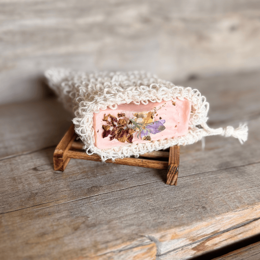 The Soap Saver Set | Bamboo Stand + Organic Sisal Soap Bag