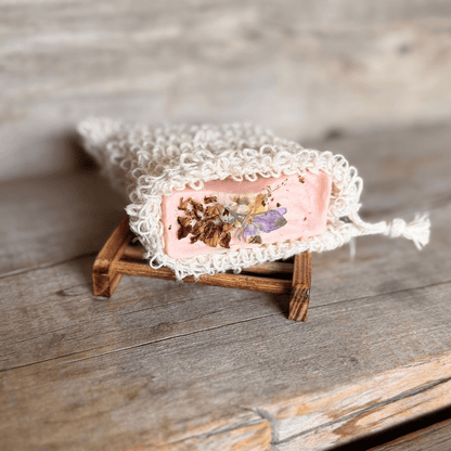 The Soap Saver Set | Bamboo Stand + Organic Sisal Soap Bag