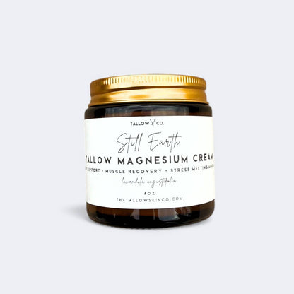 Close up of smooth lavender scented tallow magnesium sleep cream